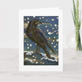 Cartão De Festividades Yule Raven in Snow Card