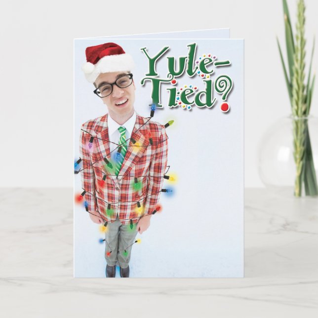Cartão De Festividades Yule-Tied Christmas Funny Greeting Card (Frente)