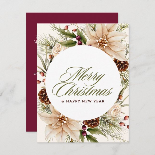 Cartão De Festividades z100diasdenatal,floresta,árvores,floresta em aquar (Frente/Verso)