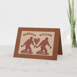 Cartão De Festividades Z Bigfoot Walking Sasquatch Valentine Couple Cute