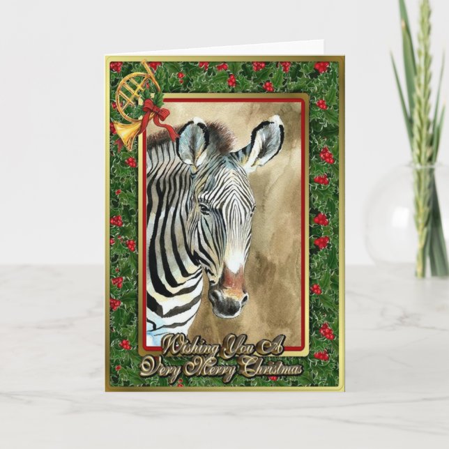 Cartão De Festividades Zebra African Animal Blank Christmas Card (Frente)
