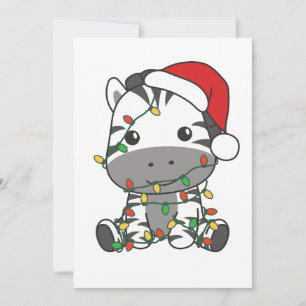 Cartão De Festividades Zebra Natal Animais de inverno Férias Zebras
