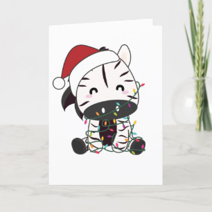 Cartão De Festividades Zebra natalícia Zebras Inverno Roupa Adulta