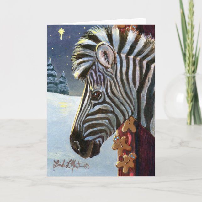 Cartão De Festividades Zebra para o Natal (Frente)