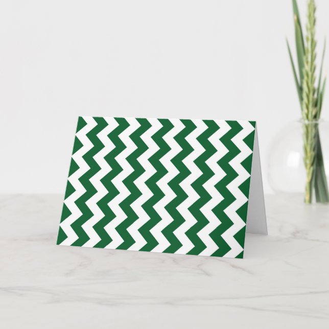 Cartão De Festividades Zigzag verde e branco (Frente)
