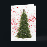 Cartão De Festividades Zombie Apocalypse Christmas card<br><div class="desc">It's lovely weather to slay zombies together with you! A tree decorated with a severed zombie's head,  pistols,  machetes,  and hatchets.</div>