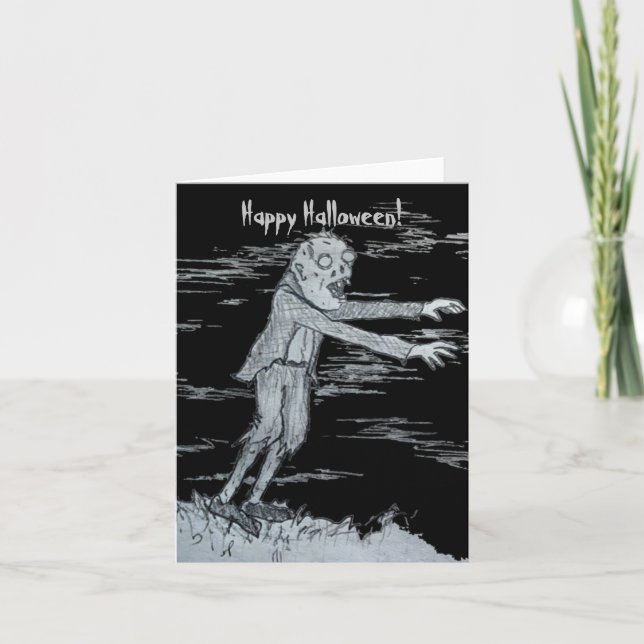 Cartão De Festividades Zombie Halloween (Frente)