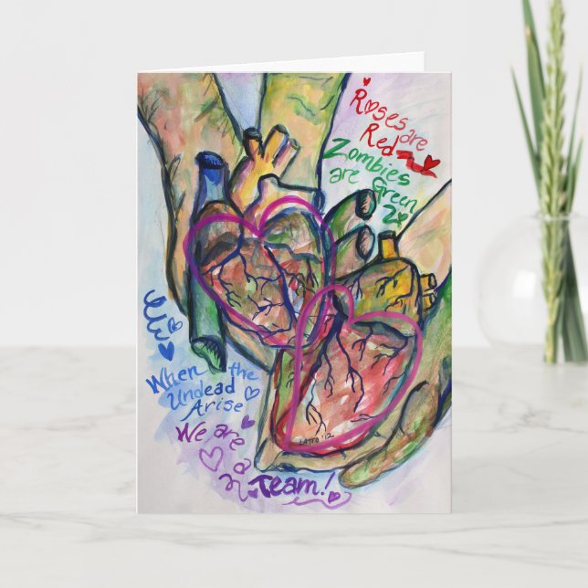 Cartão De Festividades Zombie Love Poem Greeting or Note Art Cards (Frente)