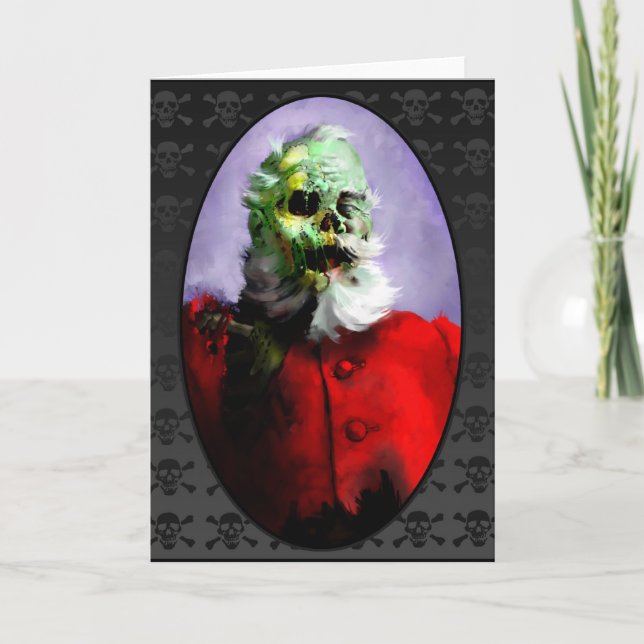 Cartão De Festividades Zombie Santa Christmas Card (Frente)