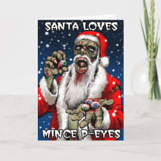 Cartão De Festividades Zombie Santa Christmas Card (Blank Interior)