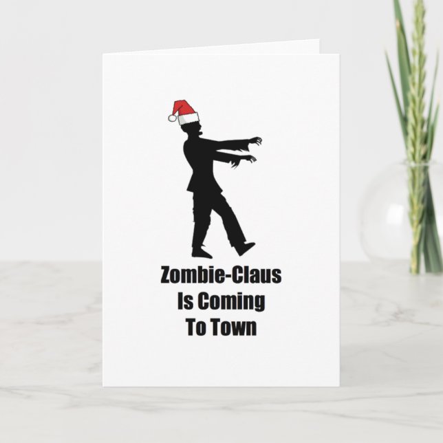 Cartão De Festividades Zombie Santa Claus Christmas Card (Frente)