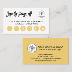 Cartão De Fidelidade Amarelo Suave Seu Logotipo Empresarial 6 Furos