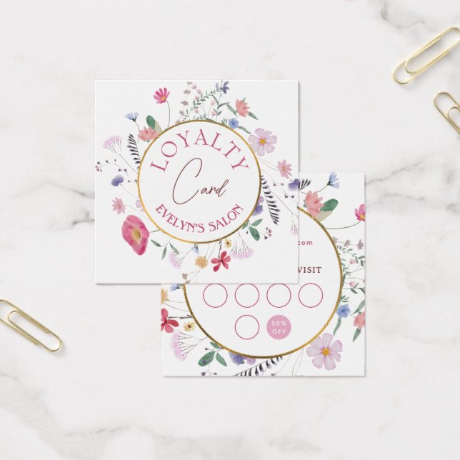 Cartão de fidelidade ao círculo de ouro de flores  (Escritótio)