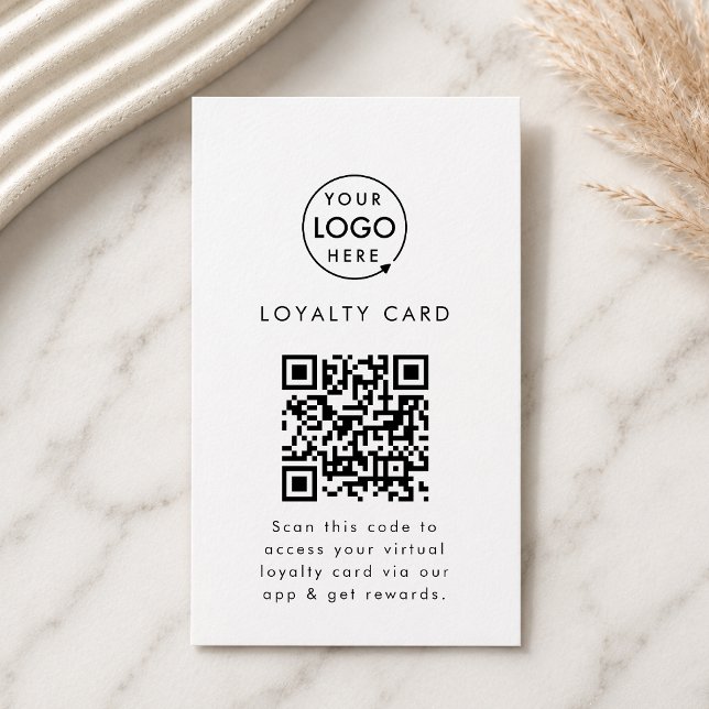 Cartão De Fidelidade Aplicativo de Recompensa Virtual Código QR Logotip (Professional loyalty card template with interactive QR code for small business customer retention.)