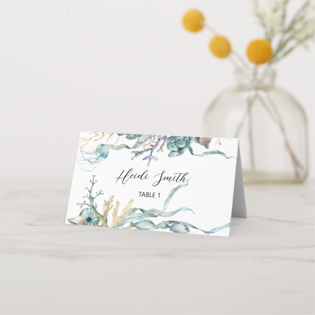 Cartão De Fidelidade Aquarela Sob a Comida ou Local das águas-vivas do  (Frente)