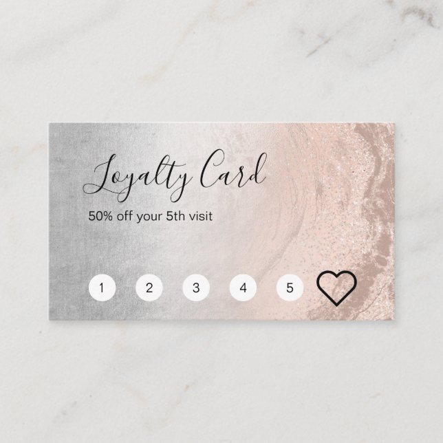 Cartão De Fidelidade Artista moderno da maquiagem de prata com brilho d (Frente)