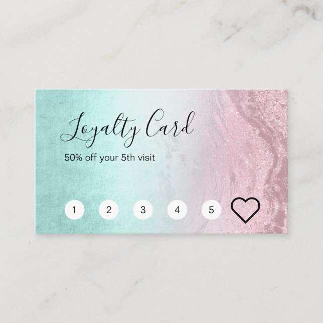 Cartão De Fidelidade Artista moderno rosa dourado, brilho e maquiagem d (Frente)