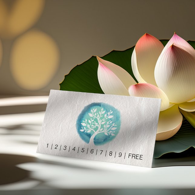 Cartão De Fidelidade Árvore de Aquarela Chic Chic Punch de Lealdade a i (Criador carregado)