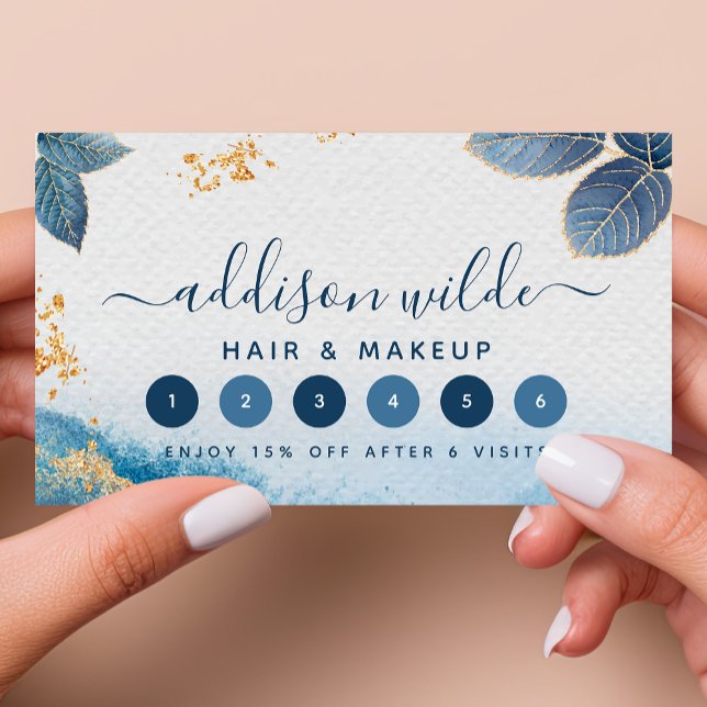 Cartão De Fidelidade Azul, Dourado, Cores de Água, Abstrato (Criador carregado)