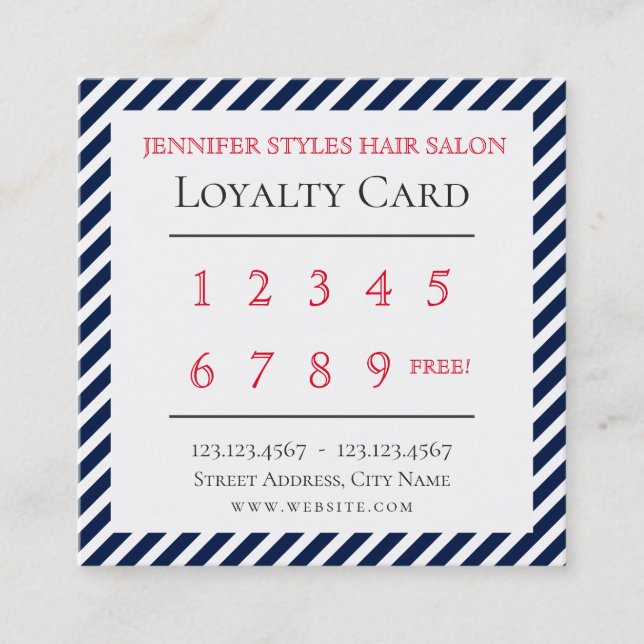 Cartão De Fidelidade Azul elegante da lealdade do teste padrão das (Frente)
