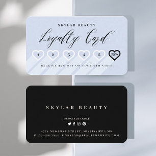 Cartão De Fidelidade Azul Periwinkle e Na moda preto Mínimo Amor Cardía