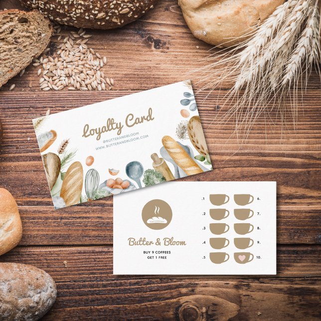 Cartão De Fidelidade Bakery Boho Free Café (Boho Bakery Free Coffee Loyalty Card)