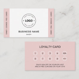 Cartão De Fidelidade Bakery Business Logo White Pink 