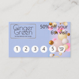 Cartão De Fidelidade Balões Dourados Azuis Rosa