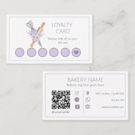 Cartão De Fidelidade Bandeira Floral Púrpura De Aquarela