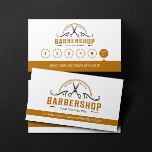 Cartão De Fidelidade Barbearia Minimal White & Rusty Brown Coiffeur