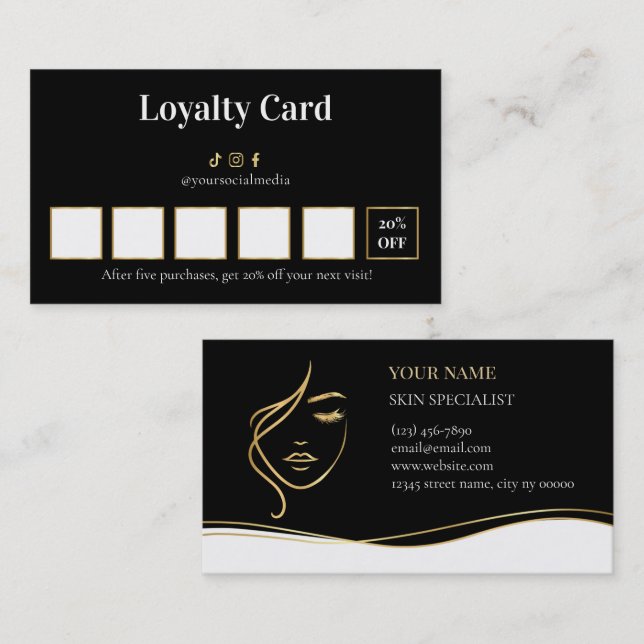 Cartão De Fidelidade Beauty Skin Care Loyalty Card (Frente/Verso)