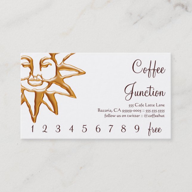 Cartão de Fidelidade / Bebida Punch Gold Sun Coffe (Frente)