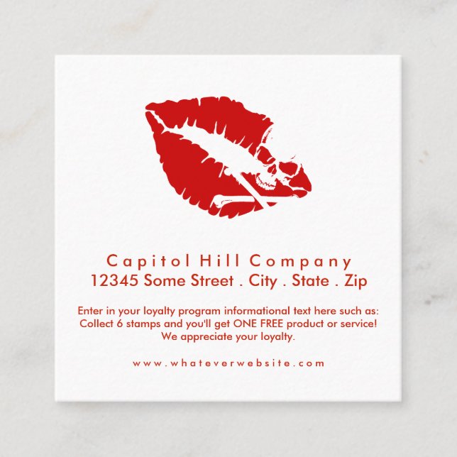 Cartão De Fidelidade beijo do crânio de lealdade (Frente)