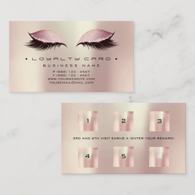 Cartão De Fidelidade Bela de Lealdade Bela Salão Maqueamento Pó Rosa Ro (Frente/Verso)