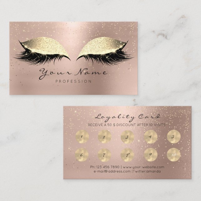 Cartão De Fidelidade Belty Salon Loyalty Card Makeup Café Lashes 10 (Frente/Verso)