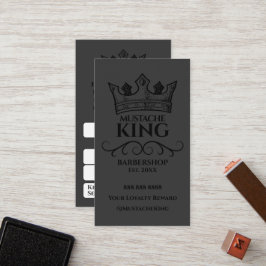 Cartão De Fidelidade Black Crown King Mustache Barbershop Reward
