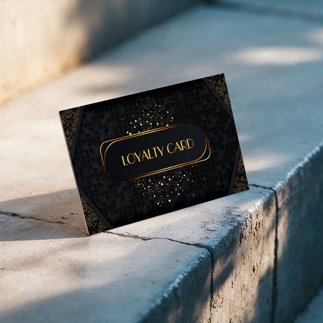 Cartão De Fidelidade Black & Gold Elegant Customer Reward Punch (Black & Gold Elegant Customer Reward Punch Loyalty Card, Business Card, Client Card)