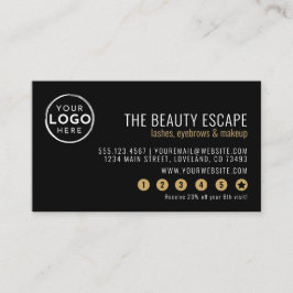 Cartão De Fidelidade Black White Business Logo Loyalty Card