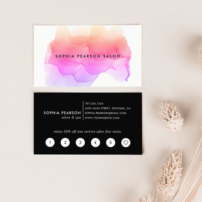 Cartão De Fidelidade Blot de Aquarela Moderna (Criador carregado)