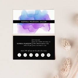 Cartão De Fidelidade Blot de Aquarela Moderna do Indigo