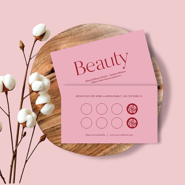 Cartão De Fidelidade Blush Pink Beauty Service Loyalty Business Card (Criador carregado)