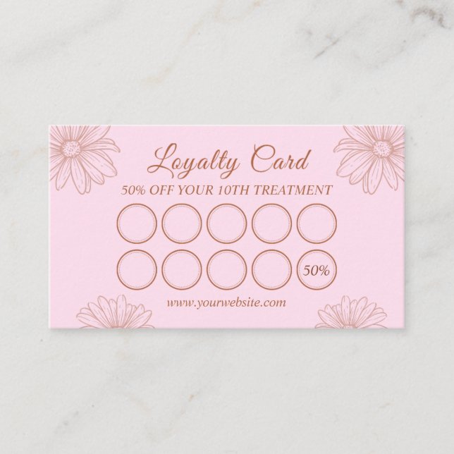 Cartão De Fidelidade Blush Pink Loyalty Card for Salon & Beauty Artists (Frente)