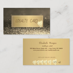 Cartão De Fidelidade Bokeh Dourado Profissional, Quadro, Corações Doura