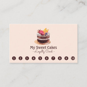 Cartão De Fidelidade Bolo de aquarela elegante 10 Punch Customer Leyalt