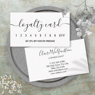 Cartão De Fidelidade Branca e Preto Profissional Moderno Simples