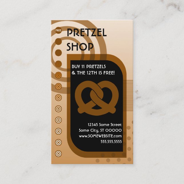 Cartão De Fidelidade bronzeado de lealdade de pretzel (Frente)