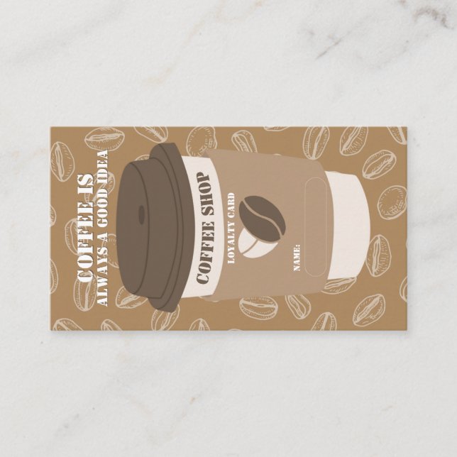 Cartão De Fidelidade Brown Editable Coffee House Stamp Loyalty Card (Frente)