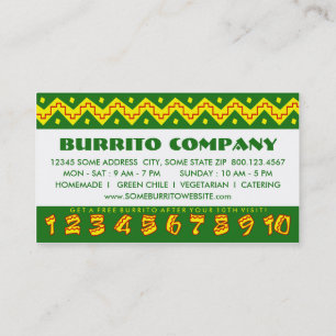 Cartão De Fidelidade buritto do arriba (cartão de perfurador da