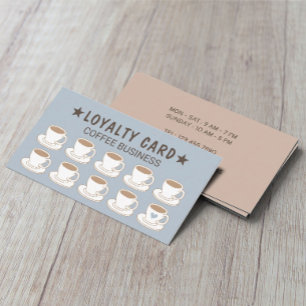 Cartão De Fidelidade Café Compre Copos Cutos Dusty Azul Café Lealdade
