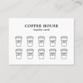 Cartão De Fidelidade Café criativo branco e preto minimalista